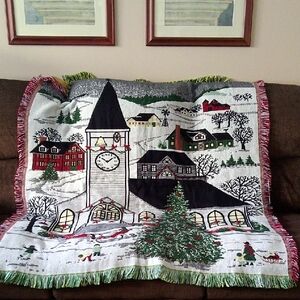 Holiday Village Scene Throw Blanket